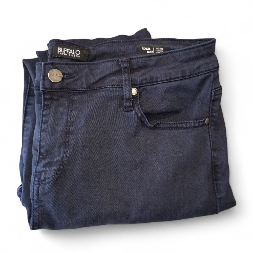 EUC‎ Size 12/32 BUFFALO DAVID BITTON Navy Mid-Rise Stretch Skinny Comfy Jeans - Picture 4 of 12